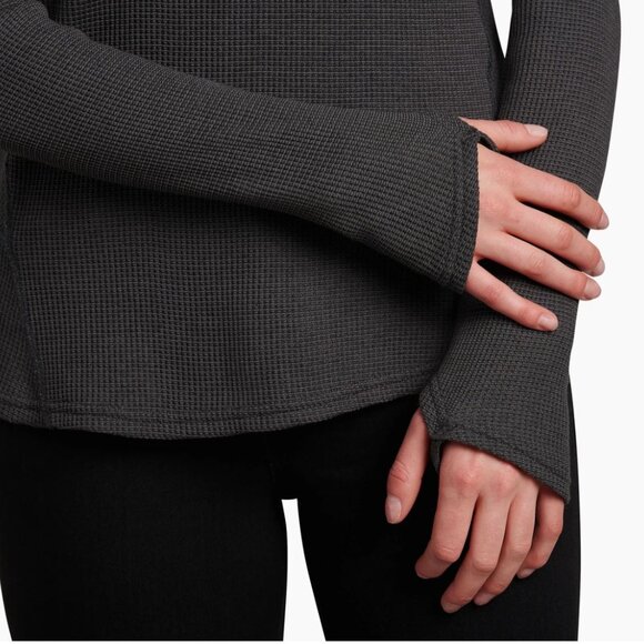 Kuhl | Petra Waffle Turtleneck Base Layer Charcoal Gray Outdoors | Size Small - Picture 5 of 14